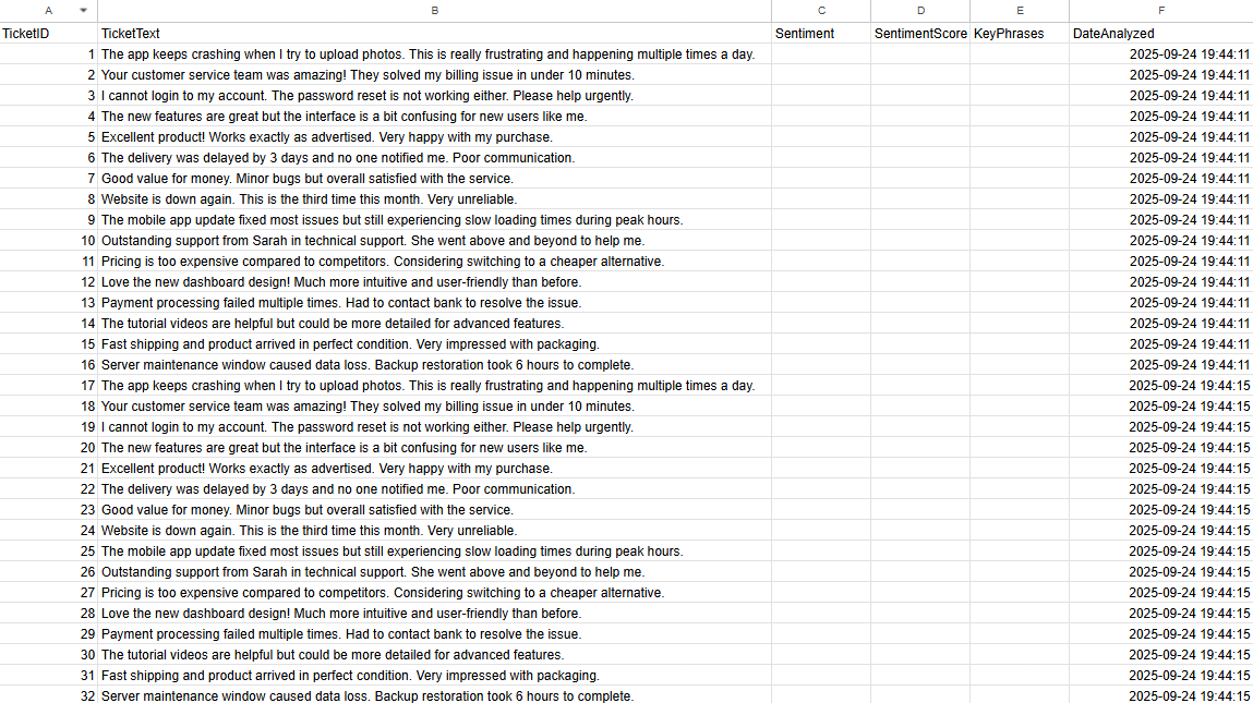 Database Before Processing