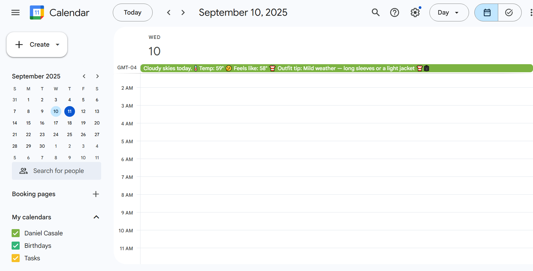 Weather Calendar Event