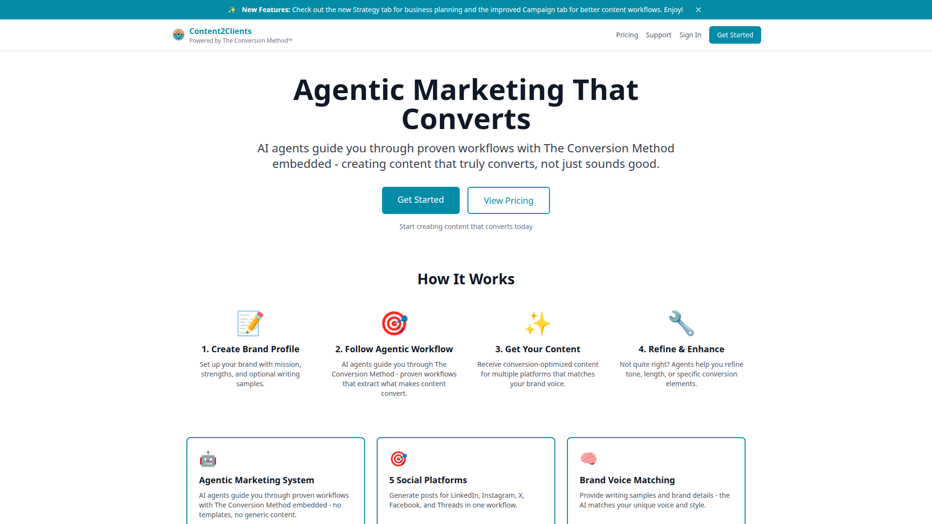 Content2Clients Landing Page